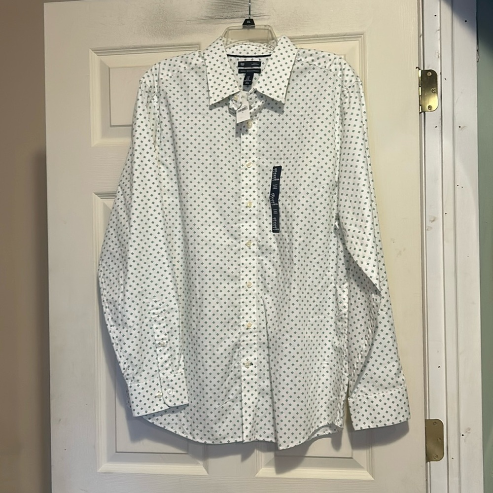 Gap Dress Shirt Size XL Slim Fit White Green